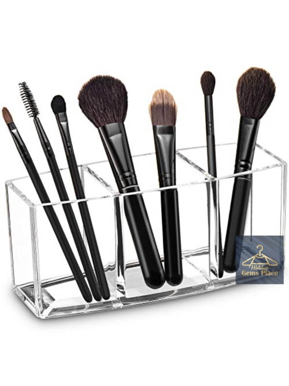 Acrylic Makeup Brush Organizer Holder Clear Cosmetic Brushes Storage 3 Slots